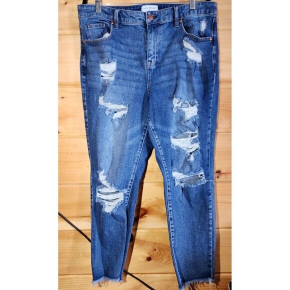 LANE BRYANT Womens Size 14 Distressed Signature Fit Mid Rise Flex Skinny Jeans - Picture 1 of 16